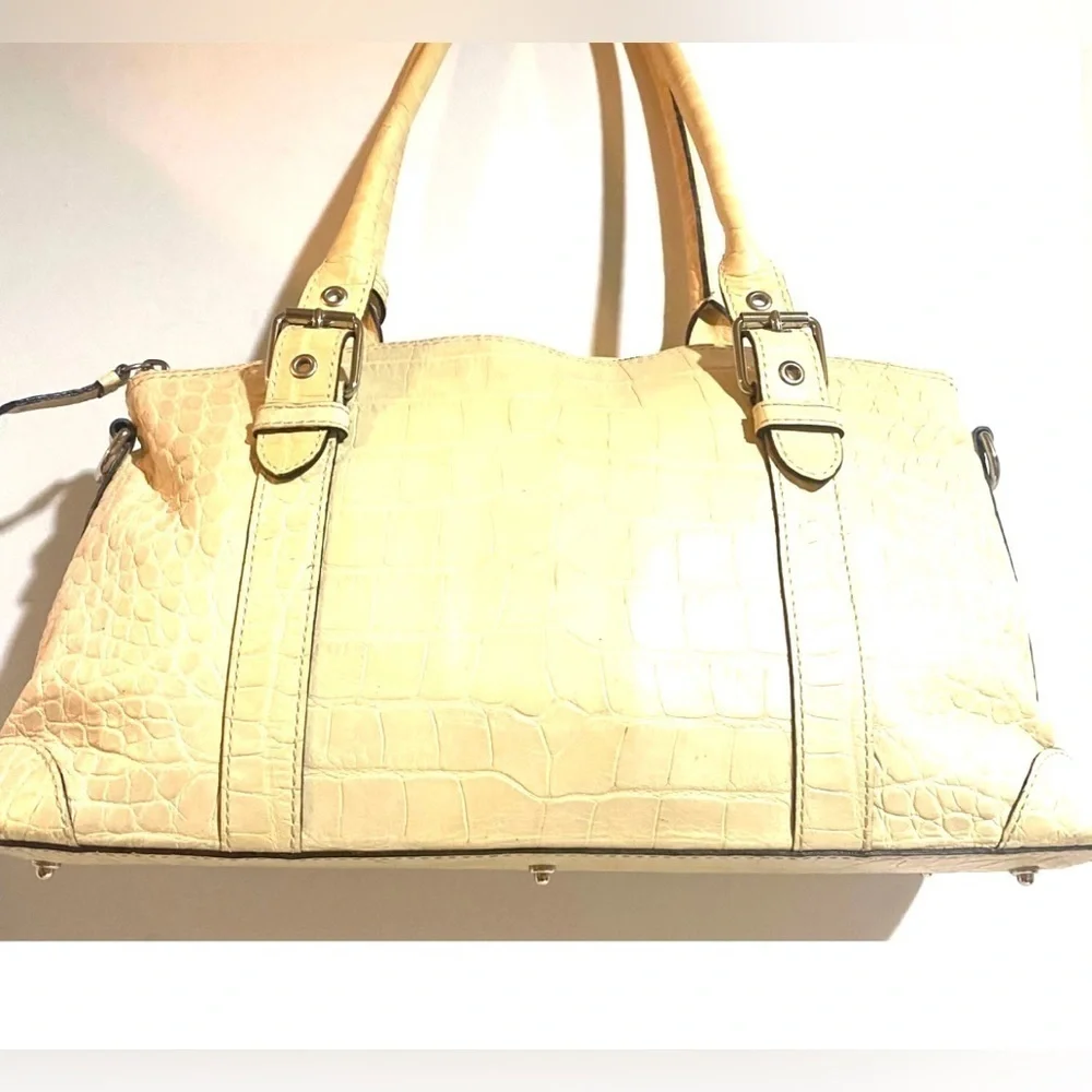 Dooney bourke Cream Croc-Embossed leather satchel Handbag